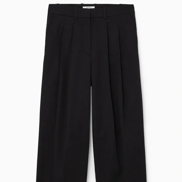 COS / WIDE-LEG TAILORED TWILL PANTS IN BLACK / Size 12 - Picture 2 of 8